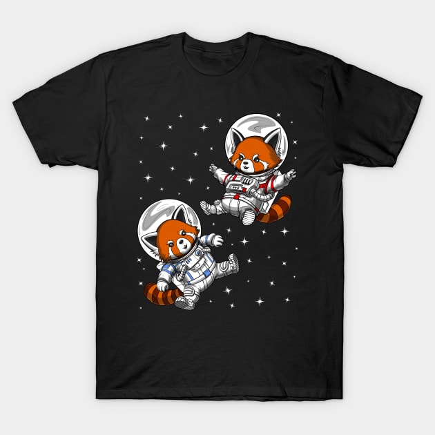 Red Panda Bear Space Astronaut T-Shirt by underheaven